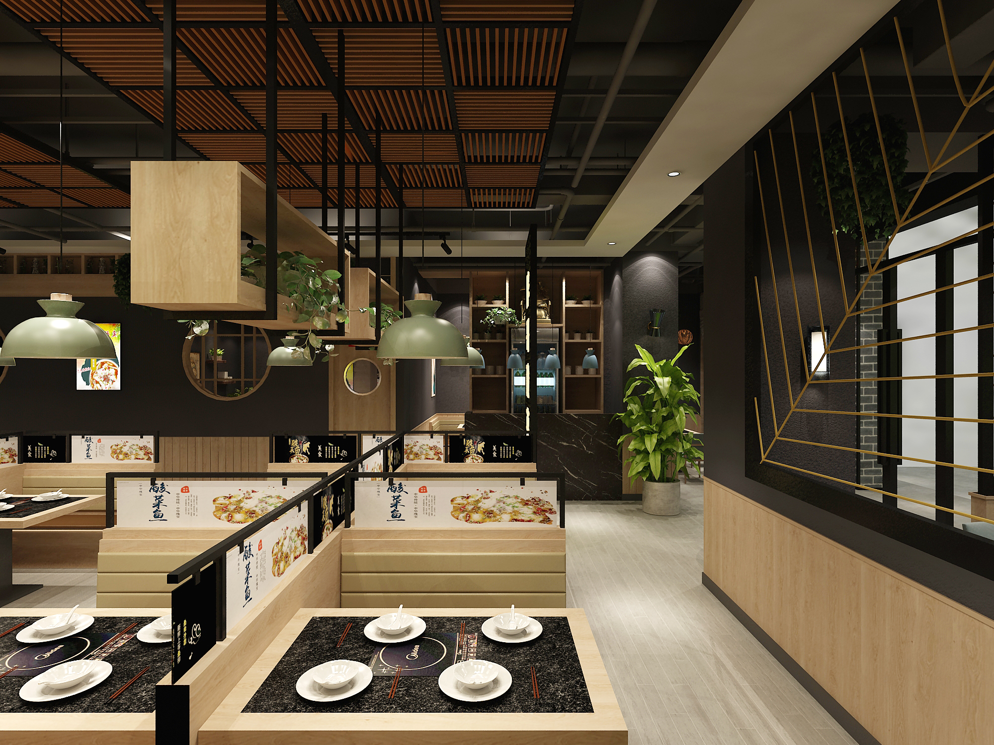 郑州火锅店装修设计效果图中怎么调整布局和色彩